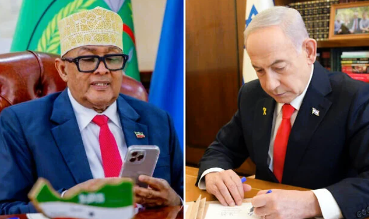 رئيس صوماليلاند عبد الرحمن محمد عبد الله يتحدث مع رئيس وزراء إسرائيل بنيامين نتنياهو